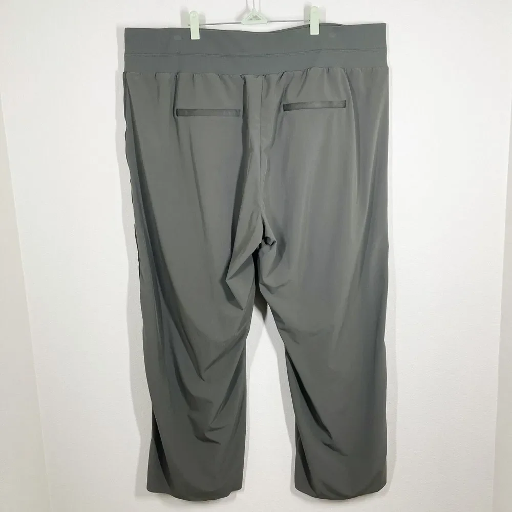 Athleta Nolita Wide Leg Pants Womens‎ Plus Size 26 Green Gray Pockets Seamed